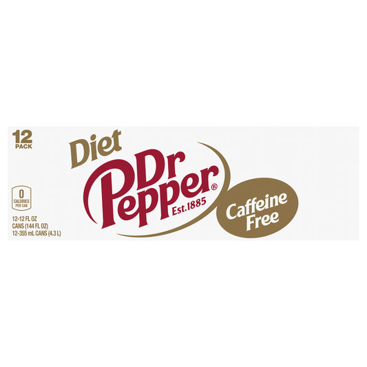 Caffeine Free Diet Dr Pepper Soda, 12 fl oz cans, 12 pack