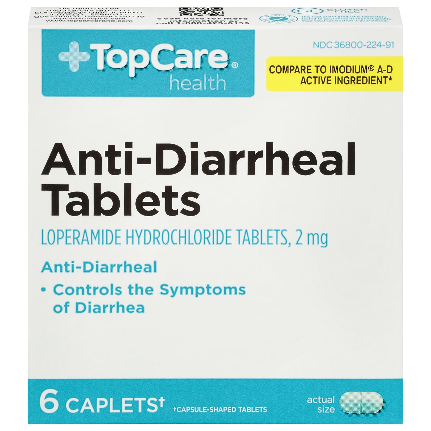 TopCare Health 2 mg Anti-Diarrheal 6 Caplets