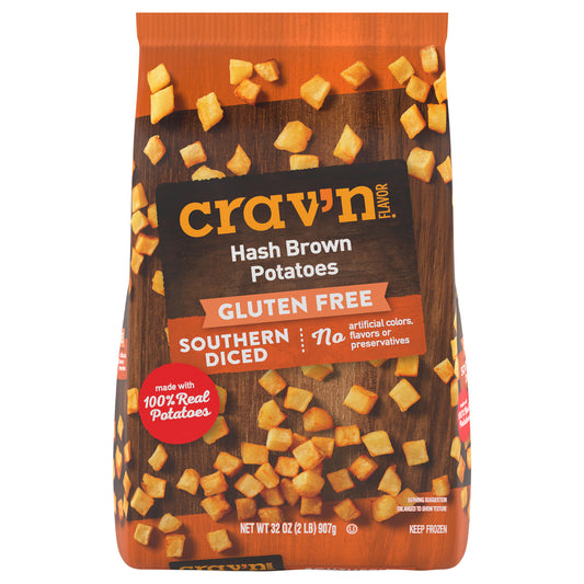Crav'n Flavor Southern Diced Gluten Free Hash Brown Potatoes 32 oz