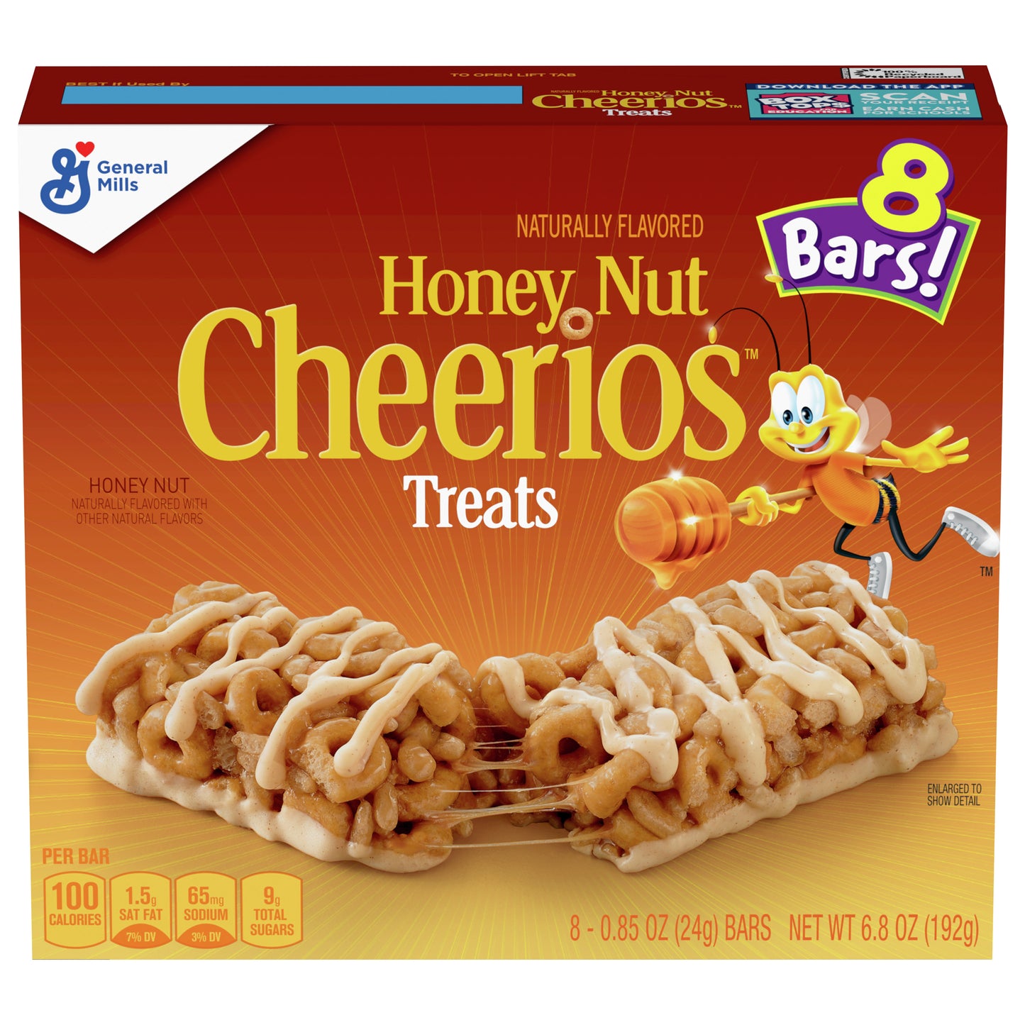 Honey Nut Cheerios Breakfast Cereal Treat Bars, Snack Bars, 8 ct