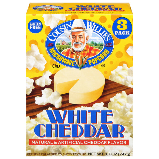 Cousin Willie's Microwave White Cheddar Popcorn 3 Each