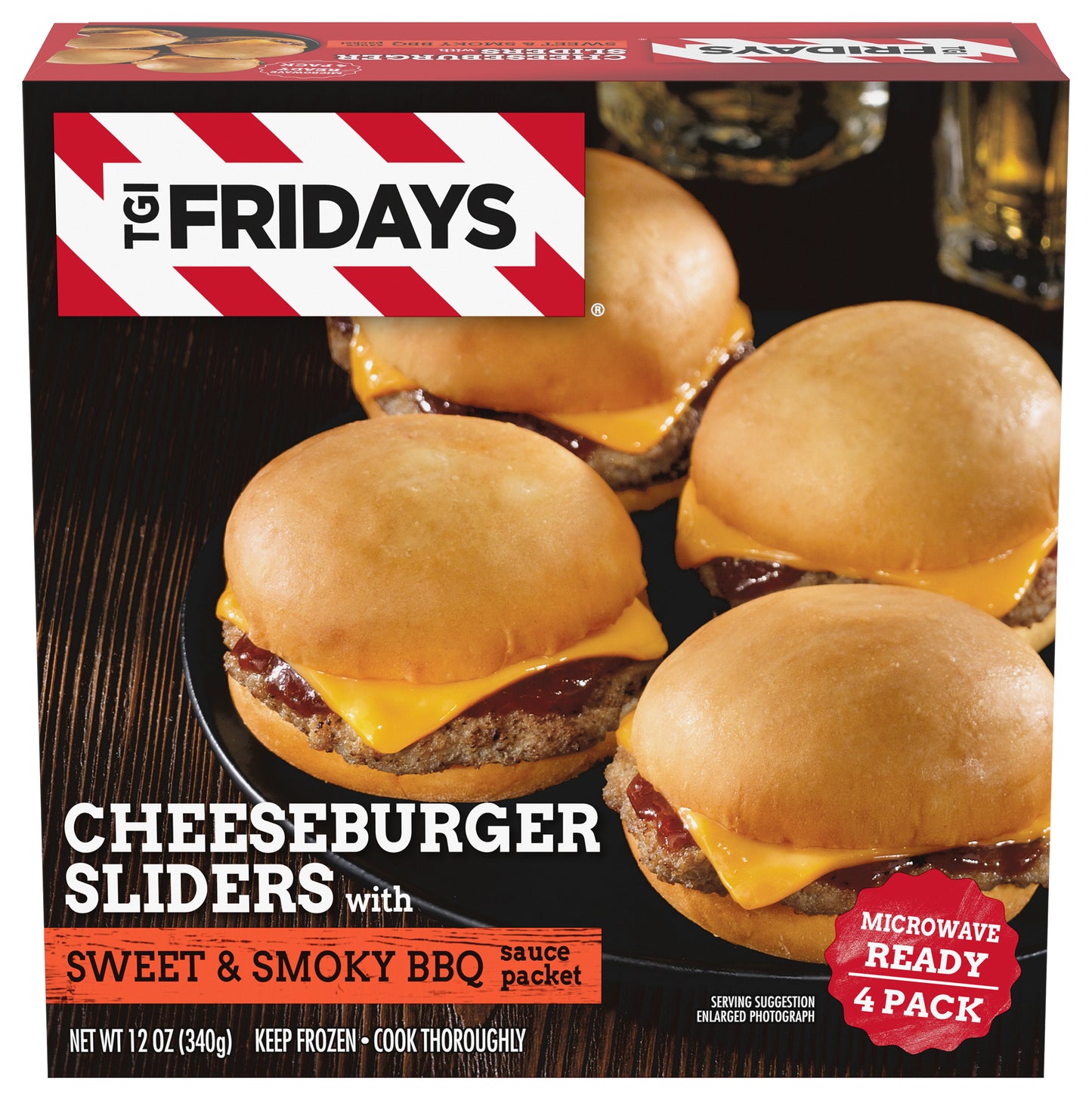 TGI Fridays® Cheeseburger Sliders with Sweet & Smoky BBQ Sauce 12 oz. Box