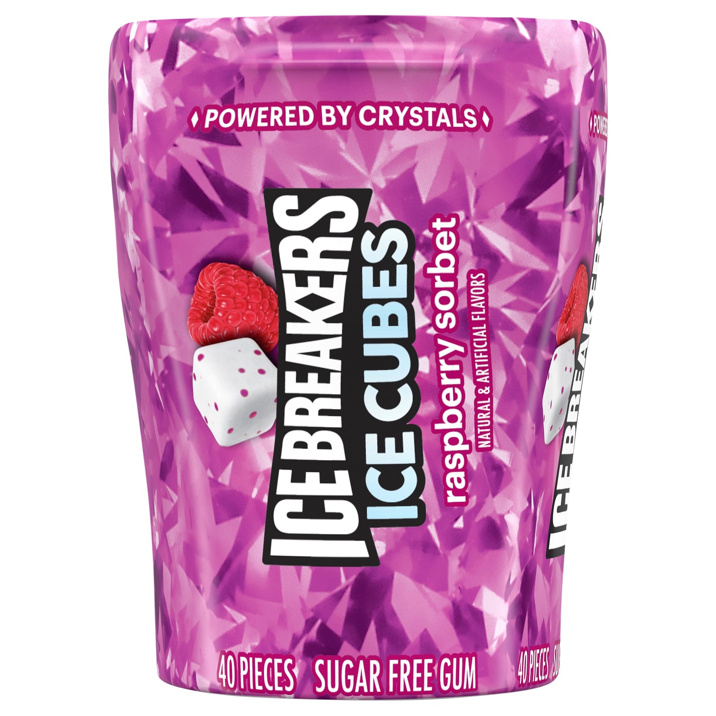 ICE BREAKERS Ice Cubes Raspberry Sorbet Sugar Free Chewing Gum Bottle, 3.24 oz (40 Pieces)