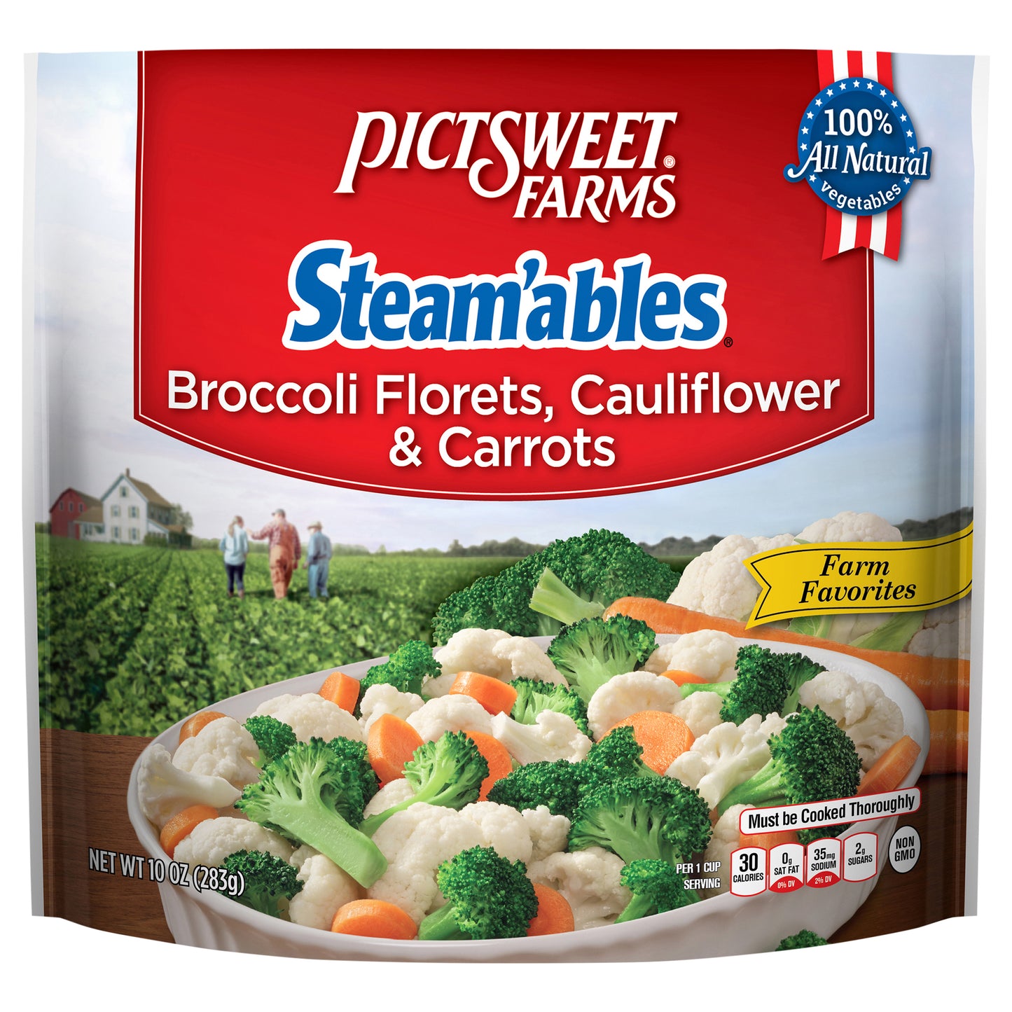 Pictsweet Farms Steam'ables Broccoli Florets, Cauliflower & Carrots, Farm Favorites - 10 oz