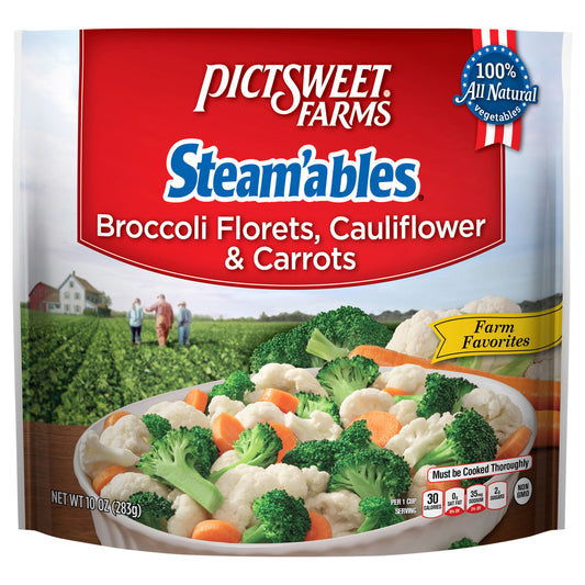 Pictsweet Farms Steam'ables Broccoli Florets, Cauliflower & Carrots, Farm Favorites - 10 oz