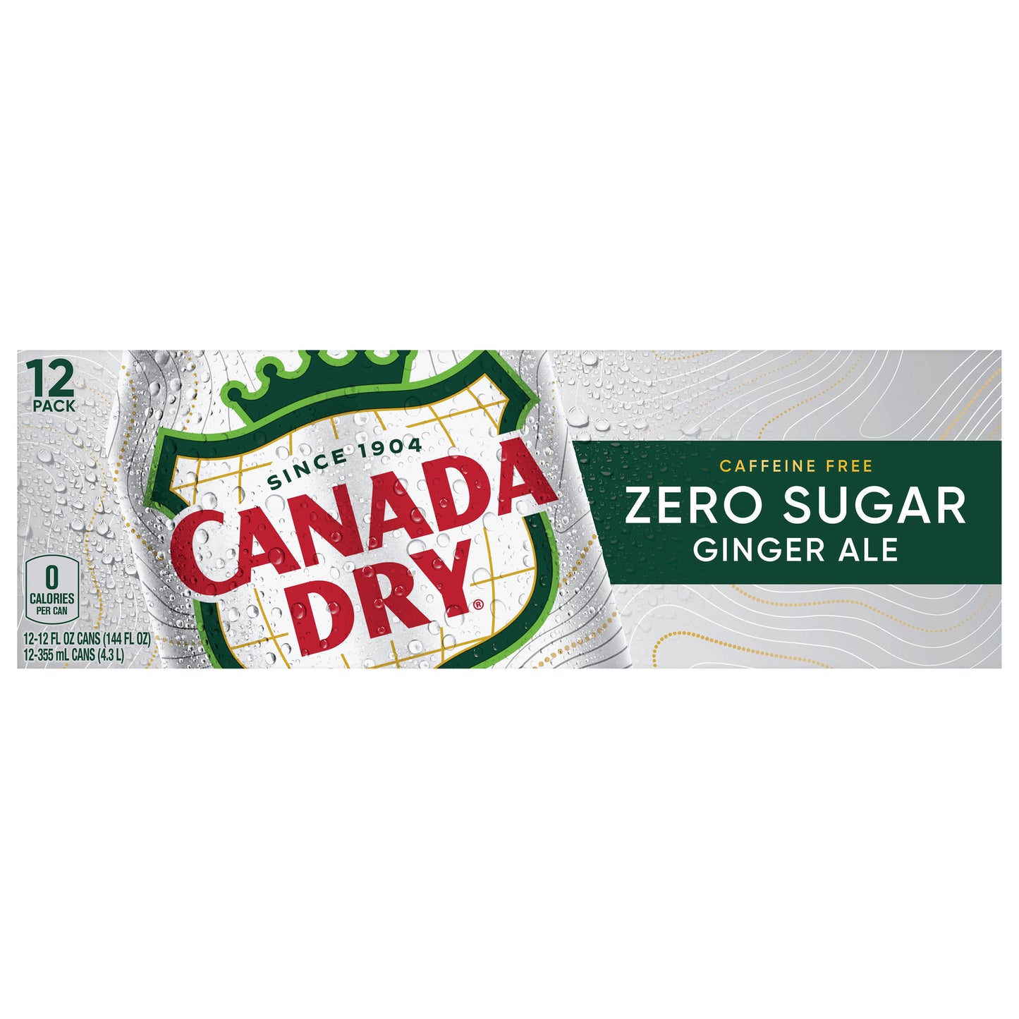 Canada Dry Zero Sugar Ginger Ale Soda, 12 fl oz cans, 12 pack