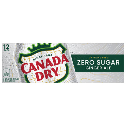 Canada Dry Zero Sugar Ginger Ale Soda, 12 fl oz cans, 12 pack