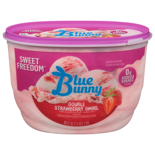 Blue Bunny Sweet Freedom Double Strawberry Swirl Reduced Fat Ice Cream, 48 fl oz