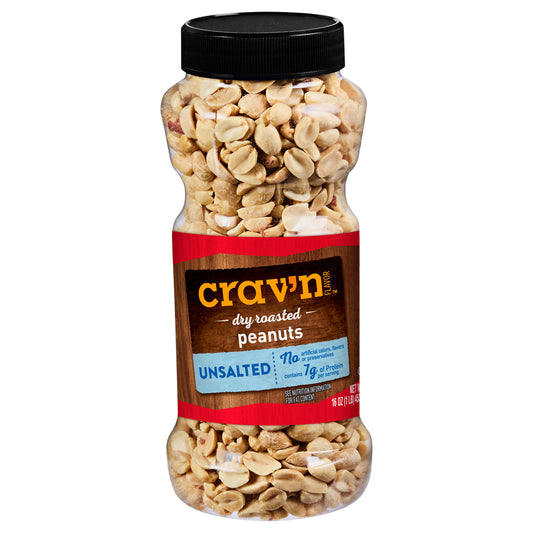 Crav'n Flavor Dry Roasted Unsalted Peanuts 16 oz