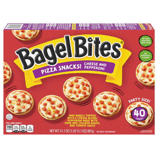 Bagel Bites Cheese & Pepperoni Mini Pizza Bagel Frozen Snacks, 40 ct Box