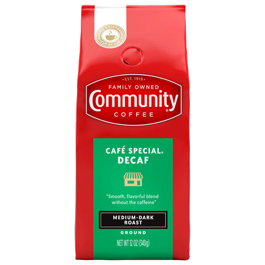 Community Coffee Café Special® Decaf Medium-Dark Roast Ground 12 oz Gable Top