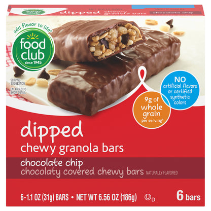Food Club Dipped Chewy Chocolate Chip Granola Bars 6 ea