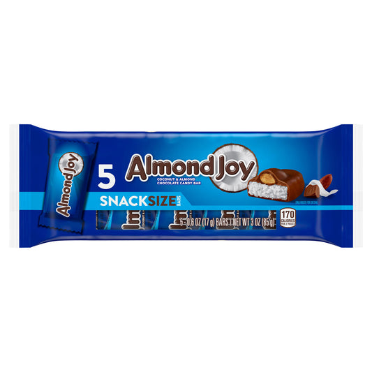 ALMOND JOY Coconut and Almond Chocolate Snack Size, Candy Bars, 0.6 oz (5 Count)