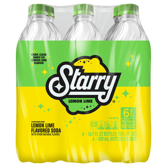 Starry Soda Lemon Lime 16.9 Fl Oz 6 Count