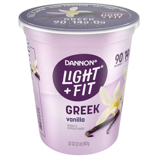 Dannon Light + Fit Vanilla Greek Nonfat Yogurt, 32 OZ Yogurt Tub