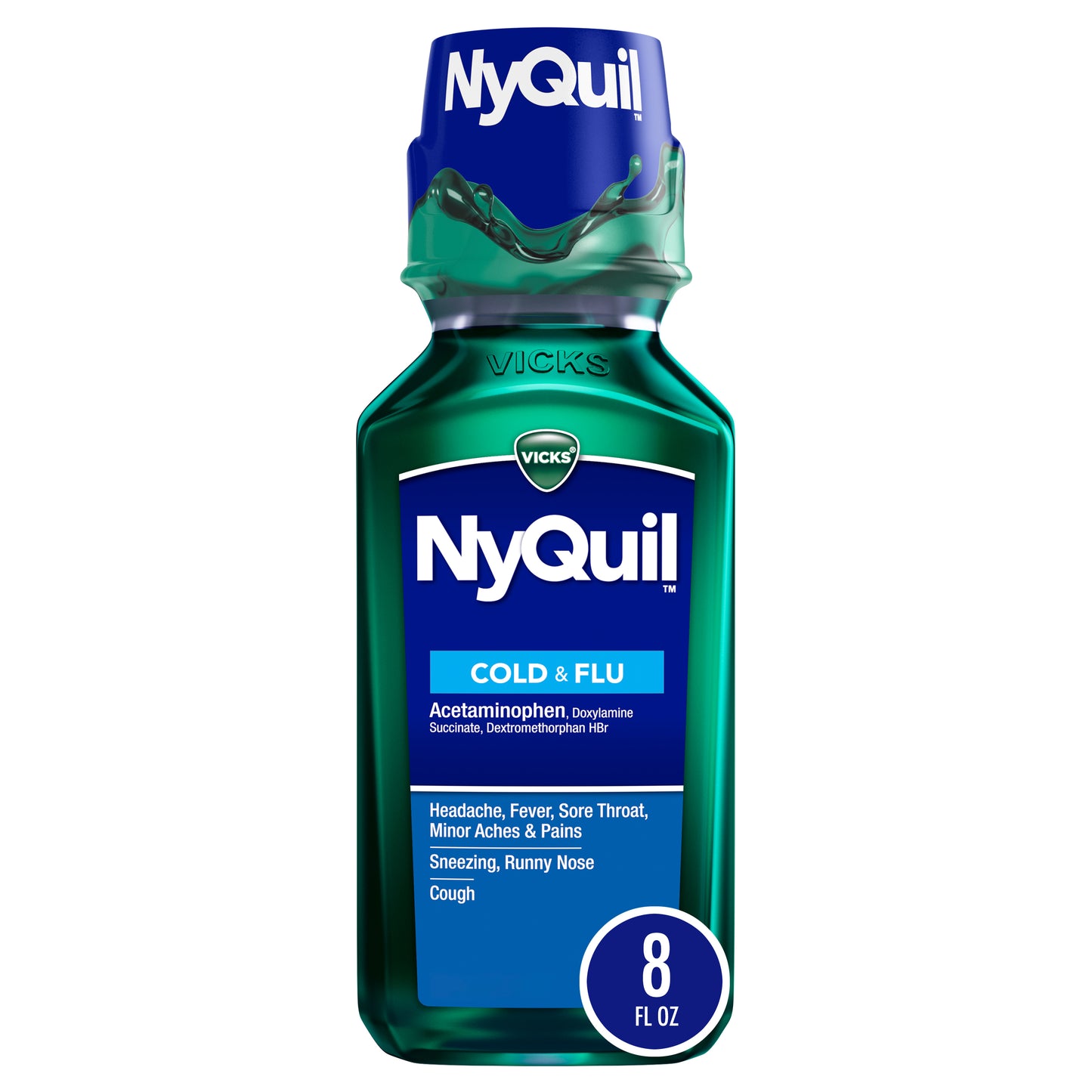 Vicks NyQuil Cold and Flu Relief Liquid 8 FL OZ