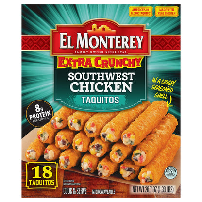 El Monterey Extra Crunchy Southwest Chicken Taquitos 18 ct, 20.7 oz (Frozen)