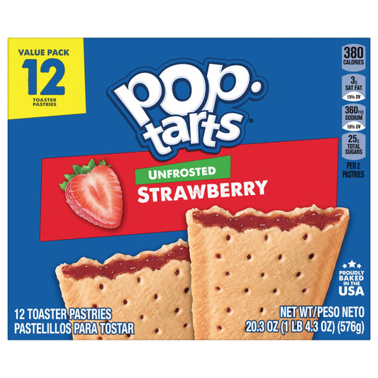 Pop-Tarts Unfrosted Strawberry Toaster Pastries