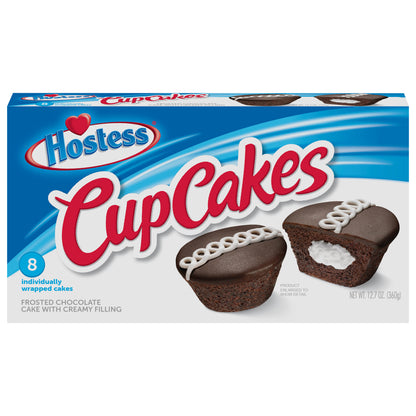 HOSTESS Chocolate Cupcakes, Chocolate Cake, Creamy Filling, 8 Count , 12.7 oz