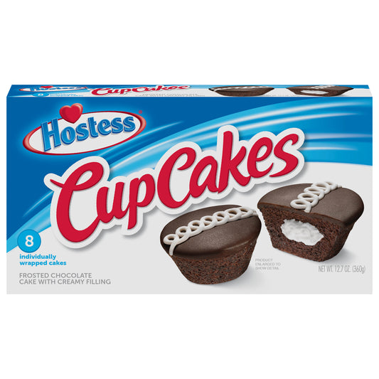 HOSTESS Chocolate Cupcakes, Chocolate Cake, Creamy Filling, 8 Count , 12.7 oz