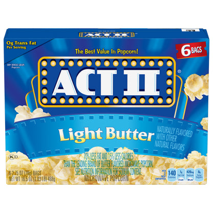 ACT II Light Butter Microwave Popcorn, 6-Count 2.75-oz. Bags