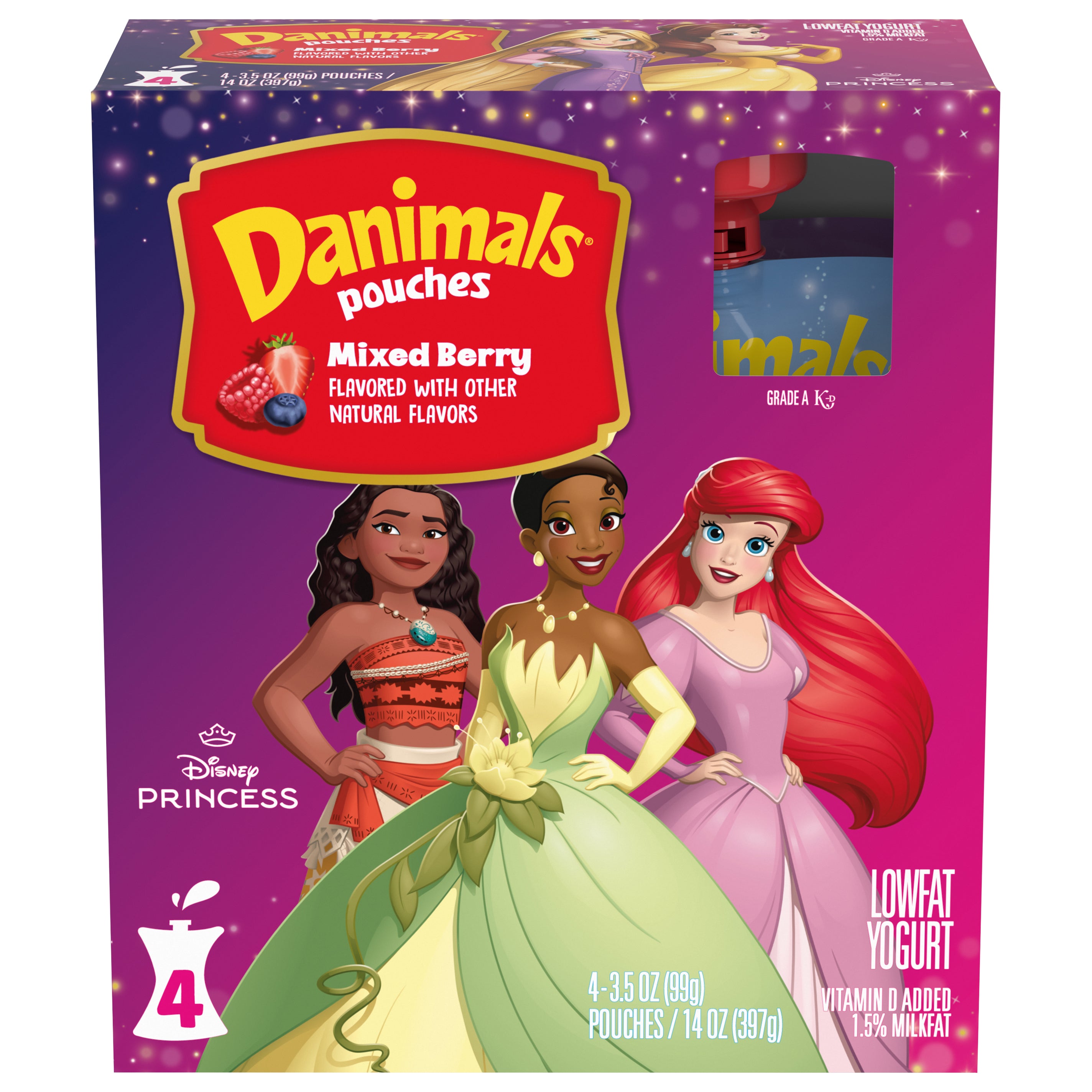 Danimals Pouches Mixed Berry Squeezable Low Fat Yogurt, 4 Ct, 3.5 OZ Y ...