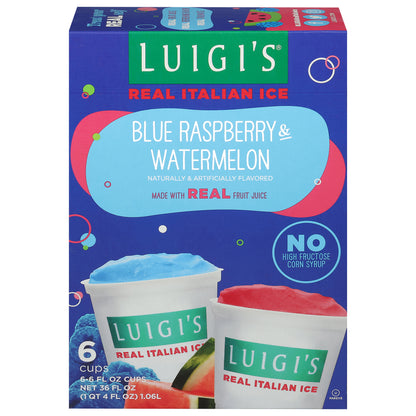 Luigi's Blue Raspberry & Watermelon Real Italian Ice 6 - 6 fl oz Cups