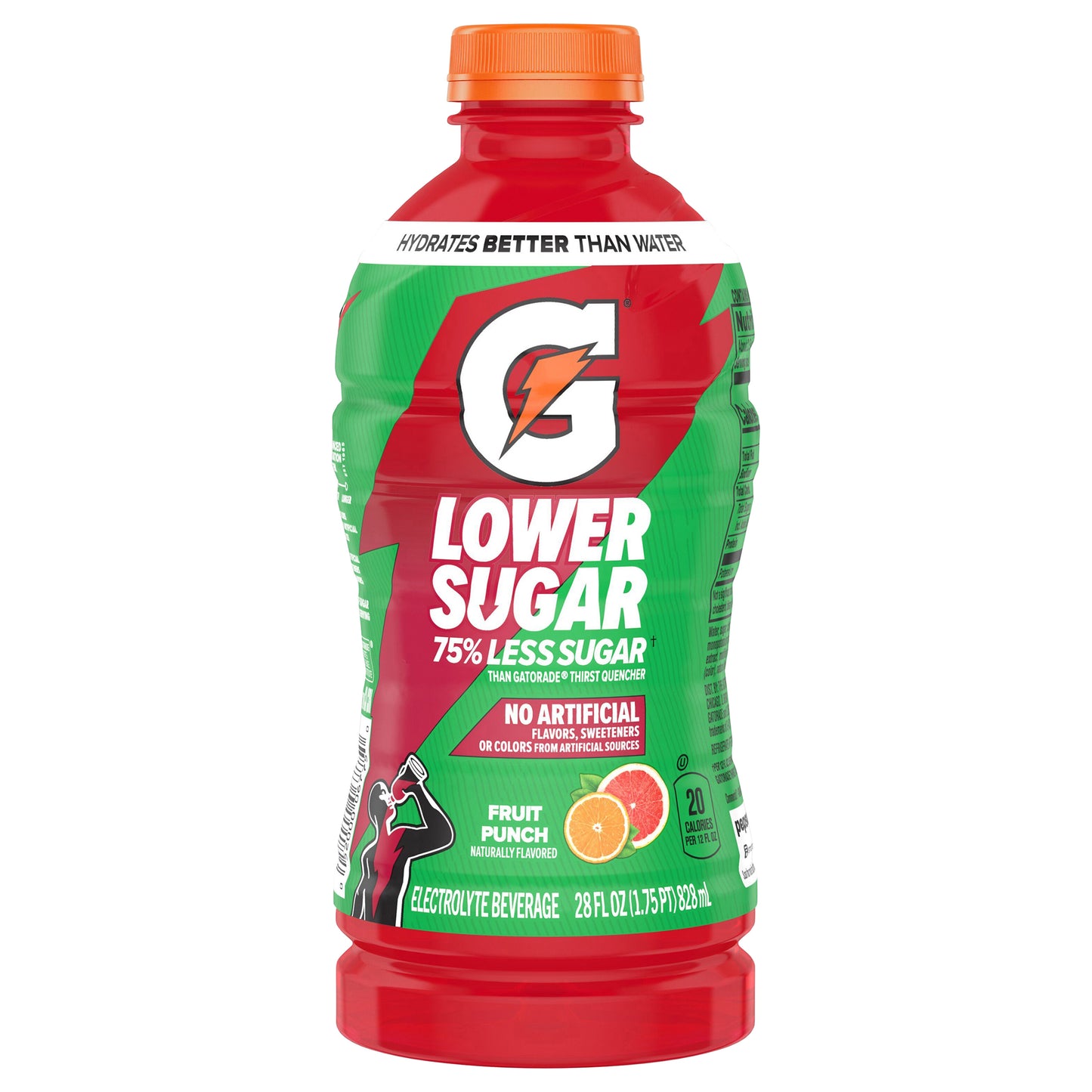Gatorade Lower Sugar Electrolyte Beverage Fruit Punch, 28 Fl Oz