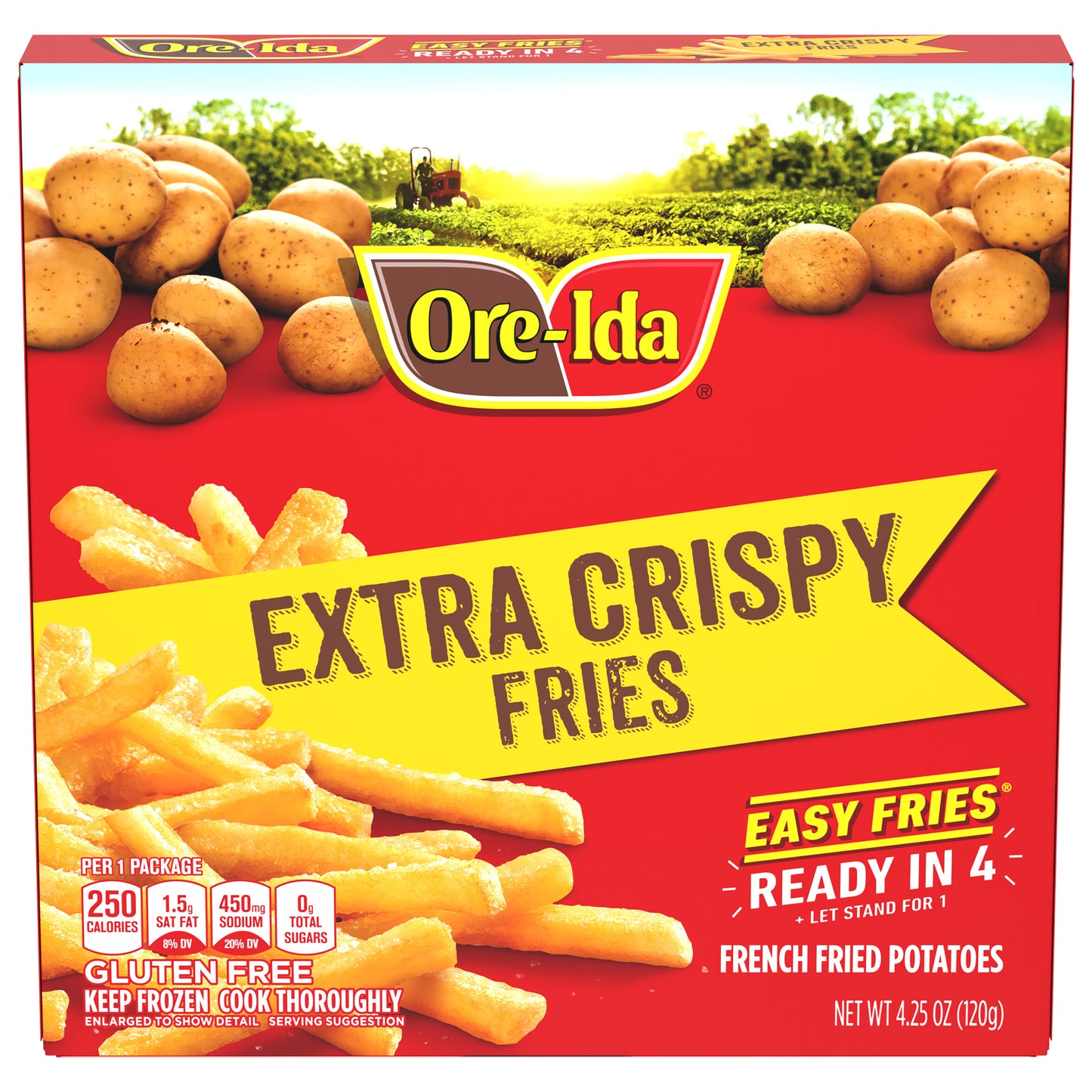 Ore-Ida Ready in 5 Extra Crispy Golden French Fries Fried Microwavable Frozen Potatoes, 4.25 oz Box