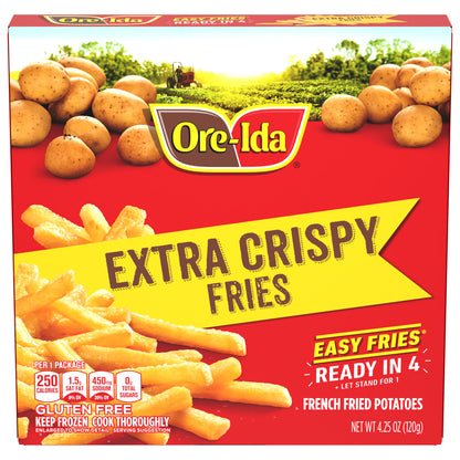 Ore-Ida Ready in 5 Extra Crispy Golden French Fries Fried Microwavable Frozen Potatoes, 4.25 oz Box