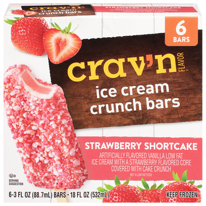 Crav'n Flavor Strawberry Shortcake Ice Cream Crunch Bars 6 ea