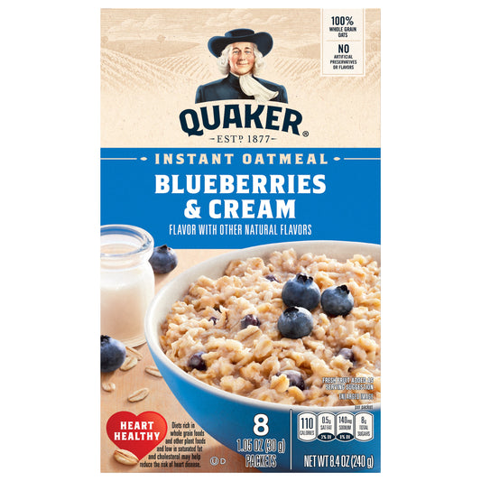 Quaker Blueberries & Cream Instant Oatmeal 8 ea