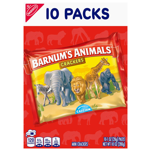 BARNUM'S Original Animal Crackers, Kids Snacks, 10 Snack Packs