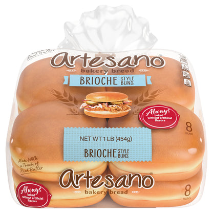 Artesano Brioche Buns, 8 count, 16 oz