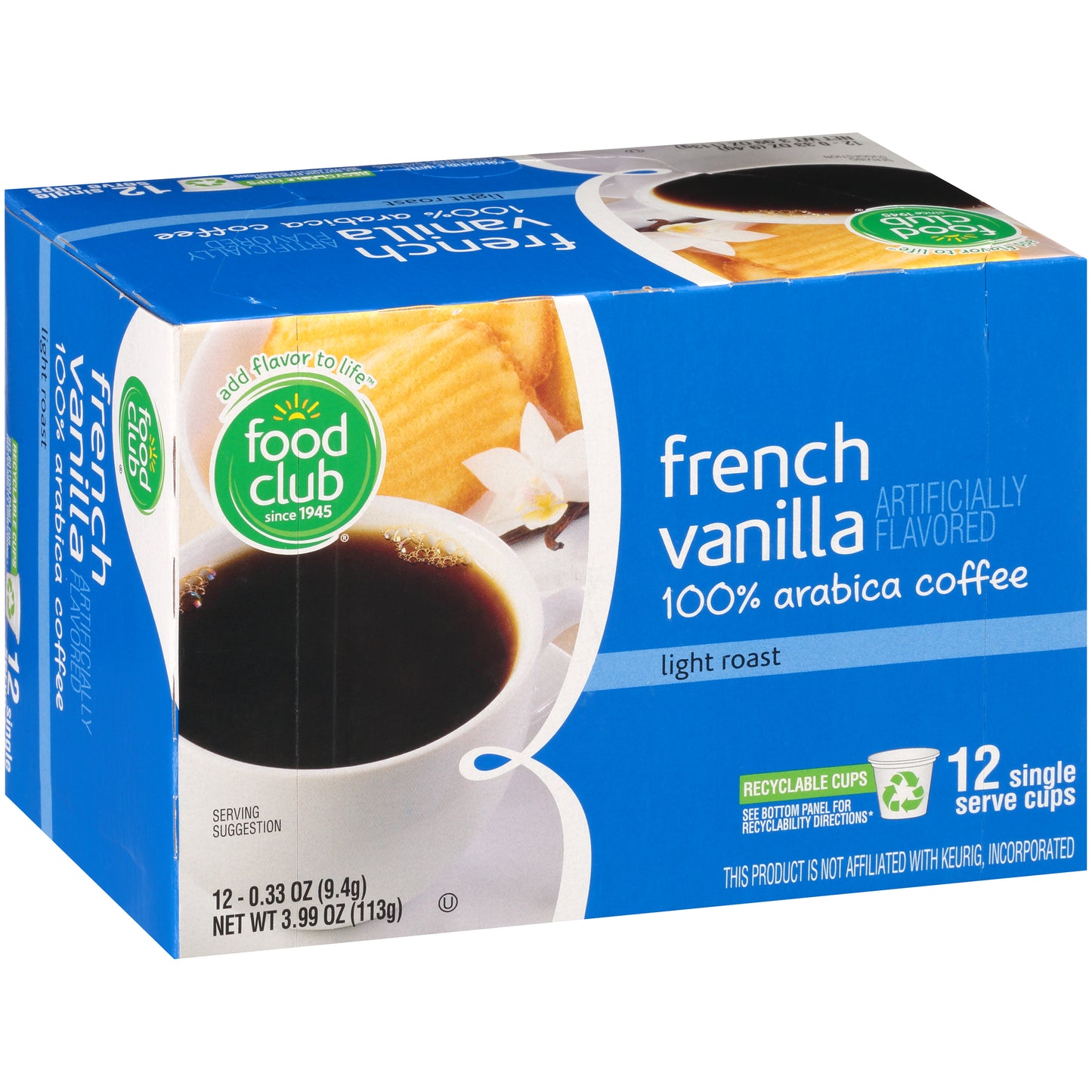 Light Roast French Vanilla 100% Arabica Coffee Single Serve Cups