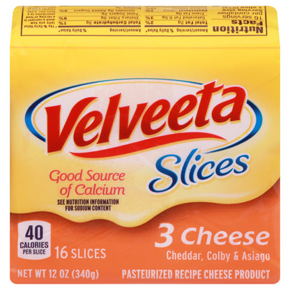 Velveeta Cheddar Colby & Asiago Cheese Slices 16 ea