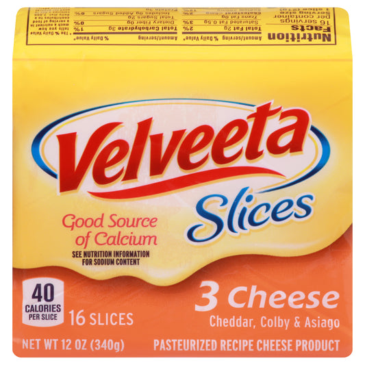 Velveeta Cheddar Colby & Asiago Cheese Slices 16 ea