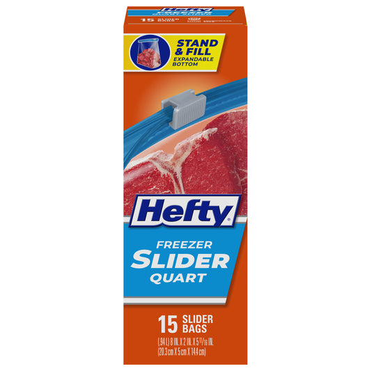 Hefty Quart Freezer Slider Bags 15 ea
