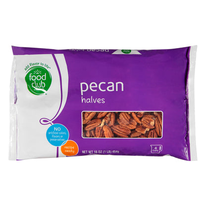 Food Club Halves Pecan 16 oz