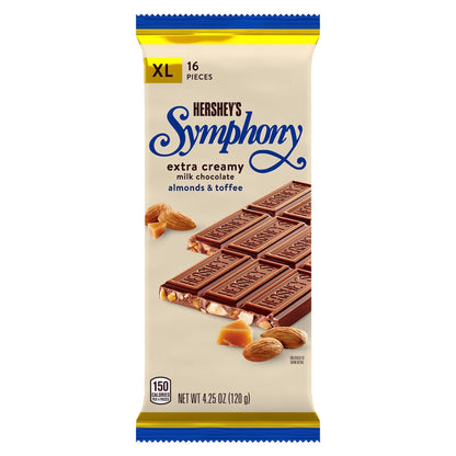 HERSHEY'S SYMPHONY Milk Chocolate, Almonds and Toffee XL Candy, 4.25 oz, Bar