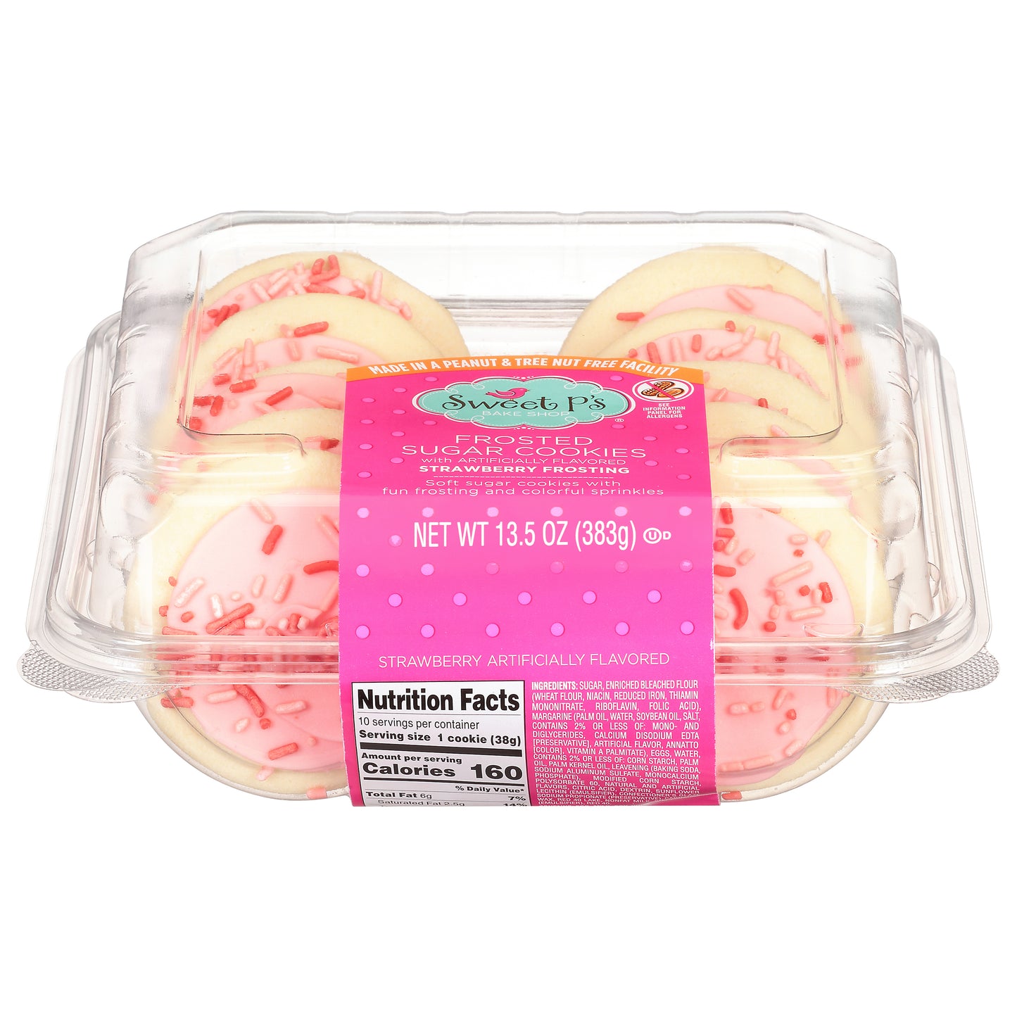 Sweet P's Bake Shop Strawberry Frosting Frosted Sugar Cookies 13.5 oz