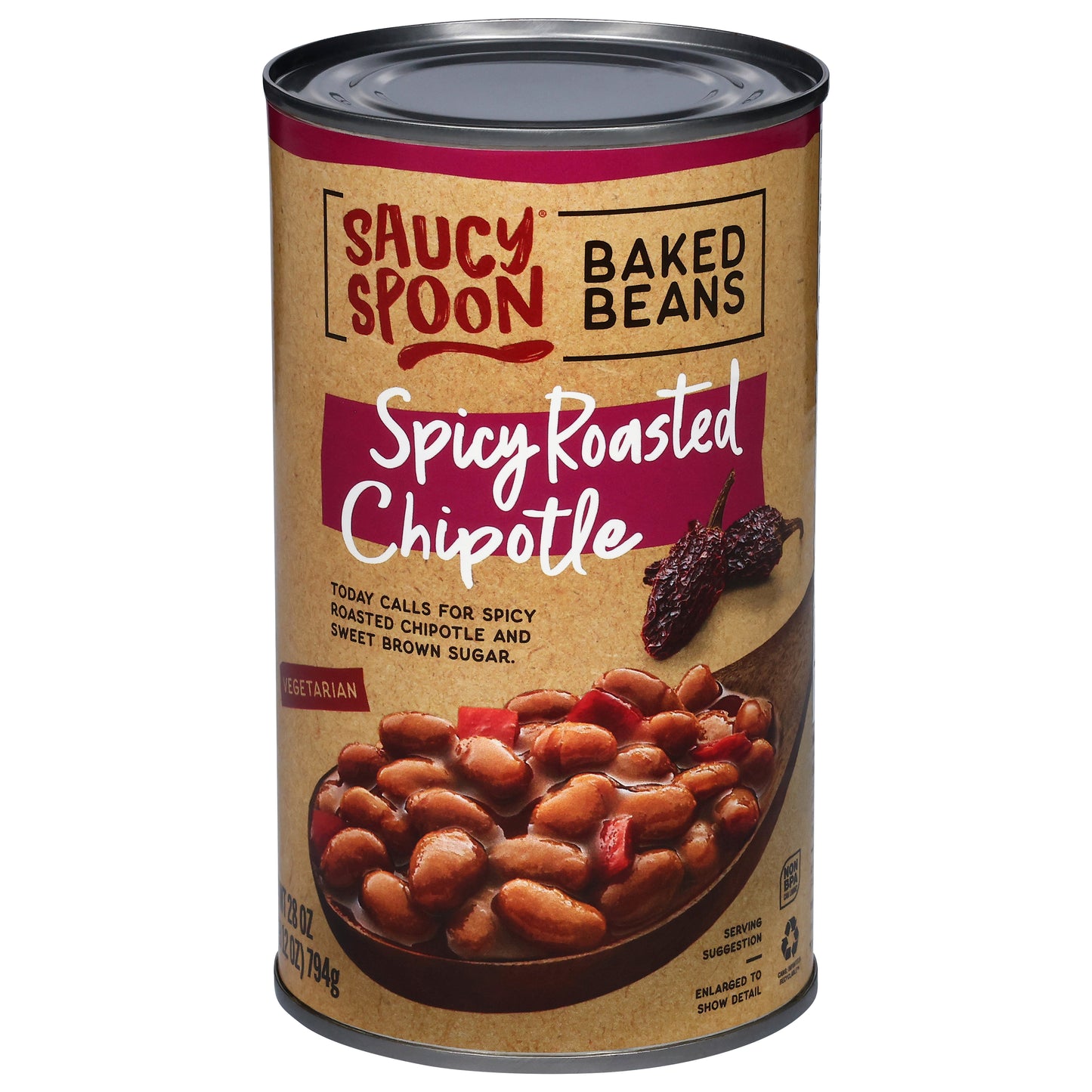 Saucy Spoon Vegetarian Spicy Roasted Chipotle Baked Beans 28 oz