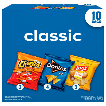 Frito Lay Snacks Classic Variety Pack, 10 Oz X 10 Count
