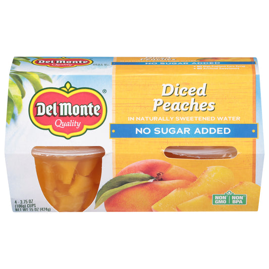 Del Monte Diced Peaches in Naturally Sweetened Water 4 - 3.75 oz Cups