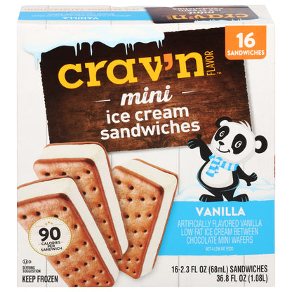 Crav'n Flavor Vanilla Ice Cream Sandwiches Mini 16 ea