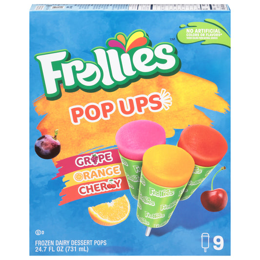 Frollies Grape/Orange/Cherry Frozen Dairy Dessert Pops 9 ea