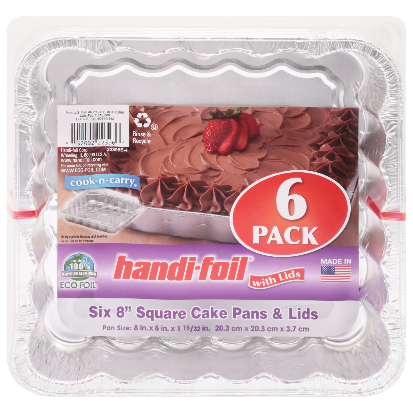 Handi-Foil 8 Inches Cake Pans & Lids 6 Pack 6 ea