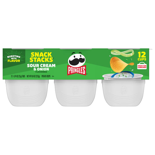 Pringles Snack Stacks Sour Cream & Onion Flavored Potato Crisps 12 - 0.74 oz ea