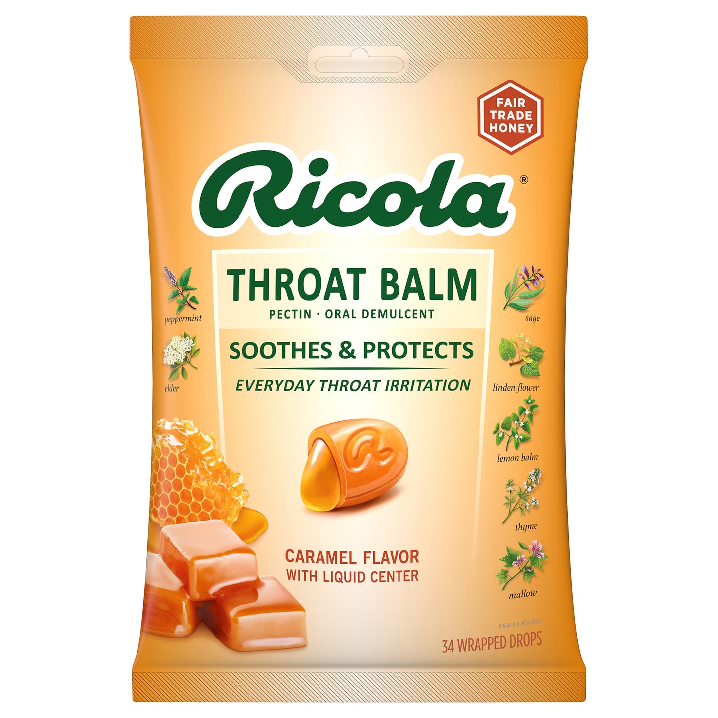 Ricola® Throat Balm Oral Demulcent Drops | Throat Relief & Protection, 34 Count