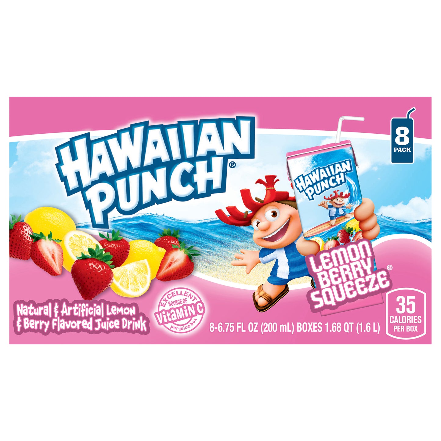 Hawaiian Punch Lemon Berry Squeeze, 6.75 fl oz tetra, 8 pack